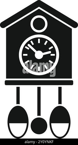 Horloge coucou simple accrochée sur un fond blanc montrant l'heure Illustration de Vecteur