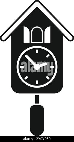 Horloge coucou suspendue montrant le temps qui passe dans un style simple pour n'importe quel design Illustration de Vecteur