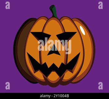 Vecteur de citrouille d'Halloween avec fond violet Banque D'Images