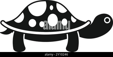 Simple tortue tachetée noire et blanche marchant à droite du cadre Illustration de Vecteur