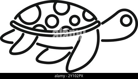 Tortue de mer marchant avec une icône de grosse coquille, style de contour Illustration de Vecteur