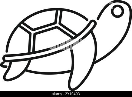 Simple dessin au trait d'une tortue marchant avec sa coquille visible Illustration de Vecteur