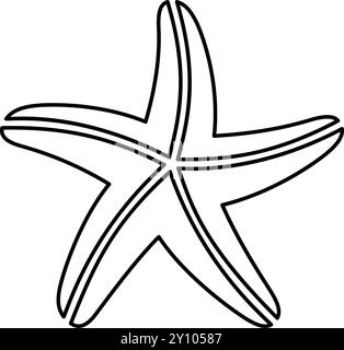 Starfish Sea Star contour contour ligne icône noir couleur vecteur illustration image mince plat style simple Illustration de Vecteur