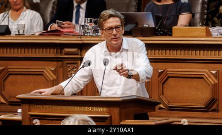 Hambourg, Allemagne. 04th Sep, 2024. Dirk Kienscherf, chef du groupe parlementaire SPD, prend la parole à l'heure d'actualité du Parlement de Hambourg. Crédit : Markus Scholz/dpa/Alamy Live News Banque D'Images