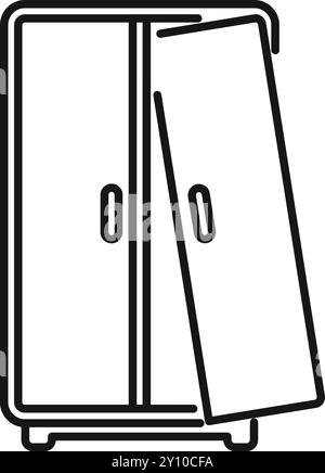 Armoire ouverte de contour avec une porte suspendue pour l'icône de concept de service de réparation pour le web, mobile et infographie Illustration de Vecteur