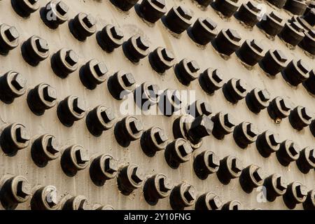 Motif texturé de boulons sur une machine à vapeur Banque D'Images