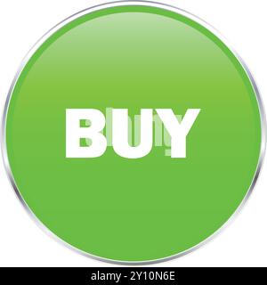 Bouton d'achat en vert avec de l'argent, icône d'achat en icône de bouton de trading vert, modèle de marché boursier, modèle de trading Illustration de Vecteur