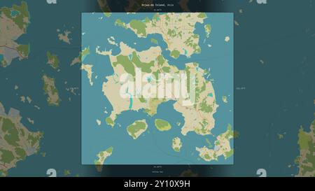 L’île d’Anjwa-do dans la mer jaune, appartenant à la Corée du Sud, décrite et mise en évidence sur une carte topographique de style humanitaire OSM Banque D'Images