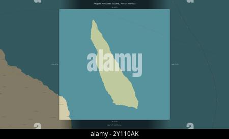 L'île Jacques Cousteau dans le golfe de Californie, appartenant au Mexique, décrite et mise en évidence sur une carte topographique de style humanitaire OSM Banque D'Images