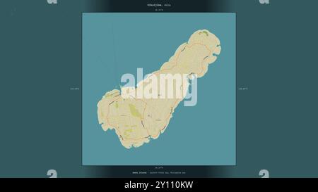 Kikaijima dans la mer des Philippines, appartenant au Japon, décrit et mis en évidence sur une carte topographique de style humanitaire OSM Banque D'Images