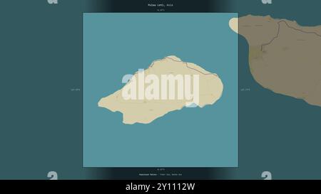 Pulau Leti dans la mer de Timor, appartenant à l'Indonésie, décrit et mis en évidence sur une carte topographique de style humanitaire OSM Banque D'Images