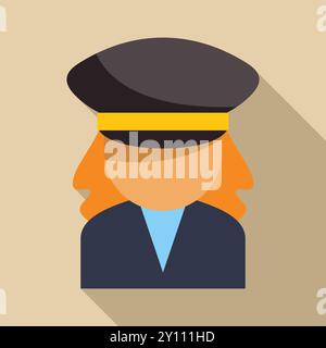 Illustration vectorielle simple et colorée d'une pilote féminine avec uniforme et icône de chapeau, parfait pour les applications, les sites Web et plus encore Illustration de Vecteur