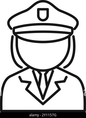 Icône de ligne simple d'un policier féminin portant un uniforme et un chapeau, parfait pour les sites Web et les applications Illustration de Vecteur