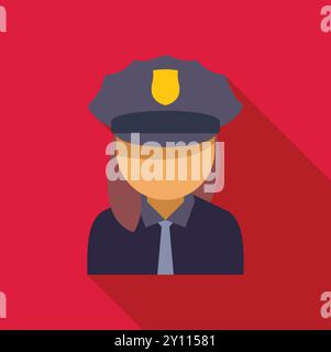 Icône vectorielle simple d'un policier féminin portant un uniforme et un chapeau Illustration de Vecteur