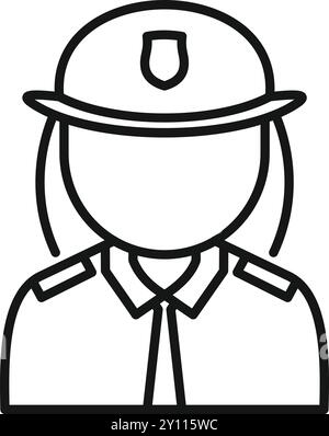 Icône vectorielle simple d'une policière portant un uniforme et une casquette Illustration de Vecteur