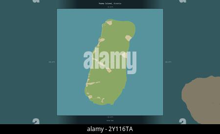 Île de Paama dans la mer de Corail, appartenant à Vanuatu, décrite et mise en évidence sur une carte topographique de style humanitaire OSM Banque D'Images