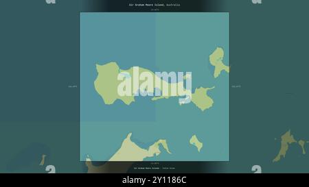 Sir Graham Moore Island, dans l'océan Indien, appartenant à l'Australie, décrit et mis en évidence sur une carte topographique de style humanitaire OSM Banque D'Images