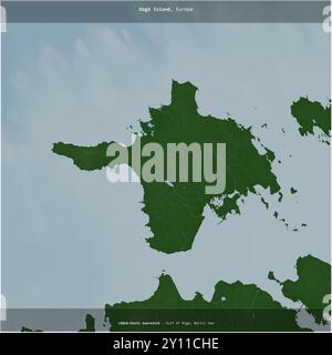 Île Dago dans la mer Baltique, appartenant à l'Estonie, coupée en carré sur une carte d'altitude en couleur Banque D'Images
