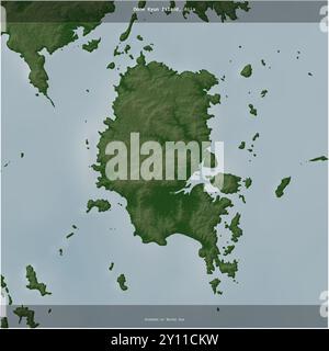 Dome Kyun Island dans la mer d'Andaman ou de Birmanie, appartenant au Myanmar, recadrée au carré sur une carte d'altitude en couleur Banque D'Images