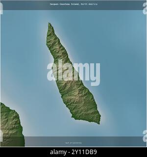 Jacques Cousteau Island dans le golfe de Californie, appartenant au Mexique, recadrée au carré sur une carte d'altitude colorée Banque D'Images