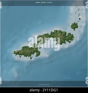 Île de Kadavu dans l'océan Pacifique Sud, appartenant à Fidji, recadrée au carré sur une carte d'altitude en couleur Banque D'Images