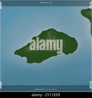 Pulau Leti dans la mer de Timor, appartenant à l'Indonésie, recadrée en carré sur une carte d'altitude en couleur Banque D'Images