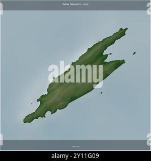 Pulau Matasiri dans la mer de Java, appartenant à l'Indonésie, recadrée en carré sur une carte d'altitude en couleur Banque D'Images