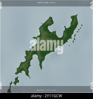 Naviti Island dans l'océan Pacifique Sud, appartenant à Fidji, recadrée au carré sur une carte d'altitude en couleur Banque D'Images