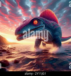 Mosasaurus : un géant préhistorique dans le monde marin. Illustration de Vecteur