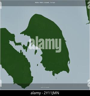 Île de Vaike Pakri dans le golfe de Finlande, appartenant à l'Estonie, recadrée au carré sur une carte d'altitude en couleur Banque D'Images