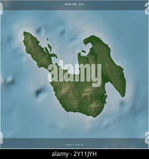 Pulau Weh dans la mer d'Andaman ou de Birmanie, appartenant à l'Indonésie, recadrée au carré sur une carte d'altitude en couleur Banque D'Images