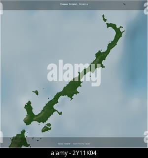 Île de Yasawa dans l'océan Pacifique Sud, appartenant aux Fidji, recadrée au carré sur une carte d'altitude en couleur Banque D'Images