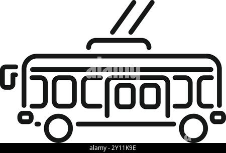 Trolleybus simple et minimal se déplaçant sur une icône de ligne de vue de côté de la rue de la ville, trait modifiable Illustration de Vecteur