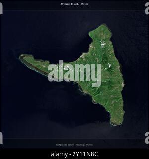 L’île d’Anjouan, dans le canal du Mozambique, appartenant aux Comores, a été recadrée au carré sur une image satellite prise le 21 février 2019 Banque D'Images