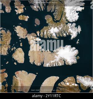 L’île Devon, dans la baie de Baffin, appartenant au Canada, a été recadrée au carré sur une image satellite prise le 16 juin 2011 Banque D'Images