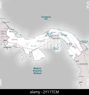 Simple carte de contour de la page de coloriage Panama Illustration de Vecteur