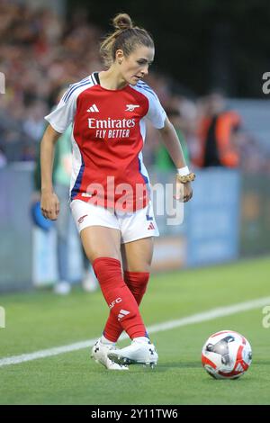 Borehamwood, Royaume-Uni. 4 septembre 2024. Emily Fox d'Arsenal lors de la demi-finale de la 1re manche de l'UEFA Women's Champions League entre Arsenal et les Rangers au stade Mangata Pay UK, Meadow Park. Crédit : Jay Patel/Alamy Live News Banque D'Images