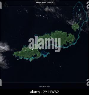 L’île de Kadavu, dans l’océan Pacifique Sud, appartenant aux Fidji, a été recadrée au carré sur une image satellite prise le 22 juillet 2023 Banque D'Images