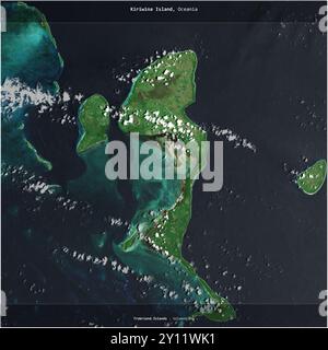 L'île Kiriwina dans la mer des Salomon, appartenant à la Papouasie-Nouvelle-Guinée, a été recadrée au carré sur une image satellite prise le 27 octobre 2021 Banque D'Images
