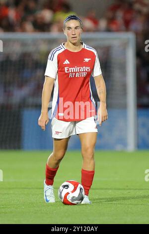 Borehamwood, Royaume-Uni. 4 septembre 2024. Mariona Caldentey d'Arsenal lors de la demi-finale de la 1re manche de l'UEFA Women's Champions League entre Arsenal et les Rangers au stade Mangata Pay UK, Meadow Park. Crédit : Jay Patel/Alamy Live News Banque D'Images