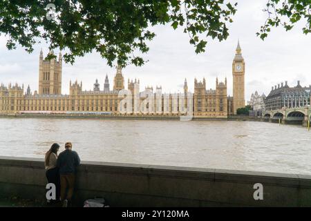 Londres, Royaume-Uni. 4 septembre 2024. Chambres du Parlement vues de l'hôpital St Thomas. Le Parlement est de retour en session après les vacances d'été et le Parti conservateur est en train d'élire un nouveau chef, Priti Patel étant éliminé après le premier tour des votes du député. Crédit : Anna Watson/Alamy Live News Banque D'Images