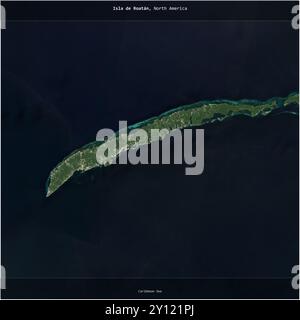 Isla de Roatan dans la mer des Caraïbes, appartenant au Honduras, a été recadrée au carré sur une image satellite prise le 6 janvier 2024 Banque D'Images