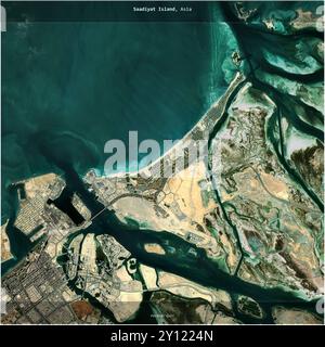 L’île de Saadiyat dans le golfe Persique, appartenant aux Émirats Arabes Unis, a été recadrée au carré sur une image satellite prise le 7 décembre 2020 Banque D'Images