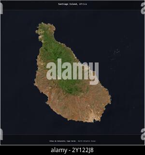 L'île Santiago, dans l'océan Atlantique Nord, appartenant au Cap-Vert, a été recadrée au carré sur une image satellite prise le 31 octobre 2019 Banque D'Images
