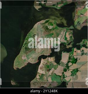 L'île d'Ummanz dans la mer Baltique, appartenant à l'Allemagne, a été recadrée au carré sur une image satellite prise le 15 mai 2024 Banque D'Images