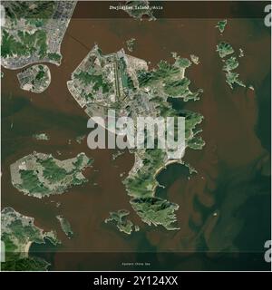 L’île de Zhujiajian, dans la mer de Chine orientale, appartenant à la Chine, a été recadrée au carré sur une image satellite prise le 21 novembre 2023 Banque D'Images