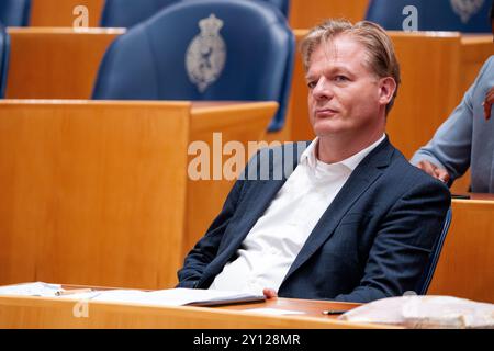 Den Haag, pays-Bas. 03 septembre 2024. DEN HAAG, PAYS-BAS - 3 SEPTEMBRE : Pieter Omtzigt (NSC) lors du débat plénier à la Tweede Kamer le 3 septembre 2024 à Den Haag, pays-Bas (photo de John Beckmann/Orange Pictures) crédit : Orange pics BV/Alamy Live News Banque D'Images