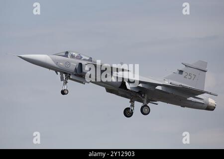 L'armée de l'air suédoise SAAB Gripen au International Air Tattoo 2024. Banque D'Images