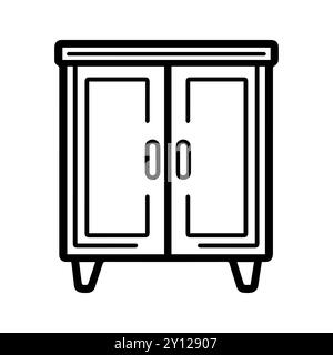 icône de placard ou symbole de ligne moderne. Dessin au trait vectoriel et conception d'icône avec contour audacieux. Noir et blanc Pixel Perfect symbole minimaliste isolé whi Illustration de Vecteur