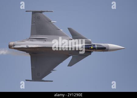 L'armée de l'air suédoise SAAB Gripen au Royal International Air Tattoo 2024. Banque D'Images